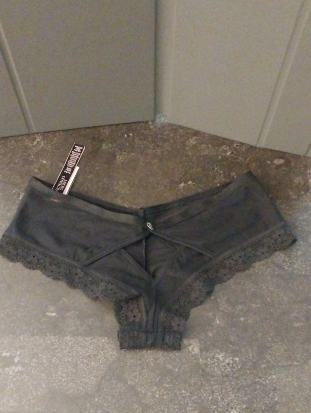 Nwt- Pair Of Victoria's Secrets Cheeky Panties Lace With Distinctive Diamond-XS